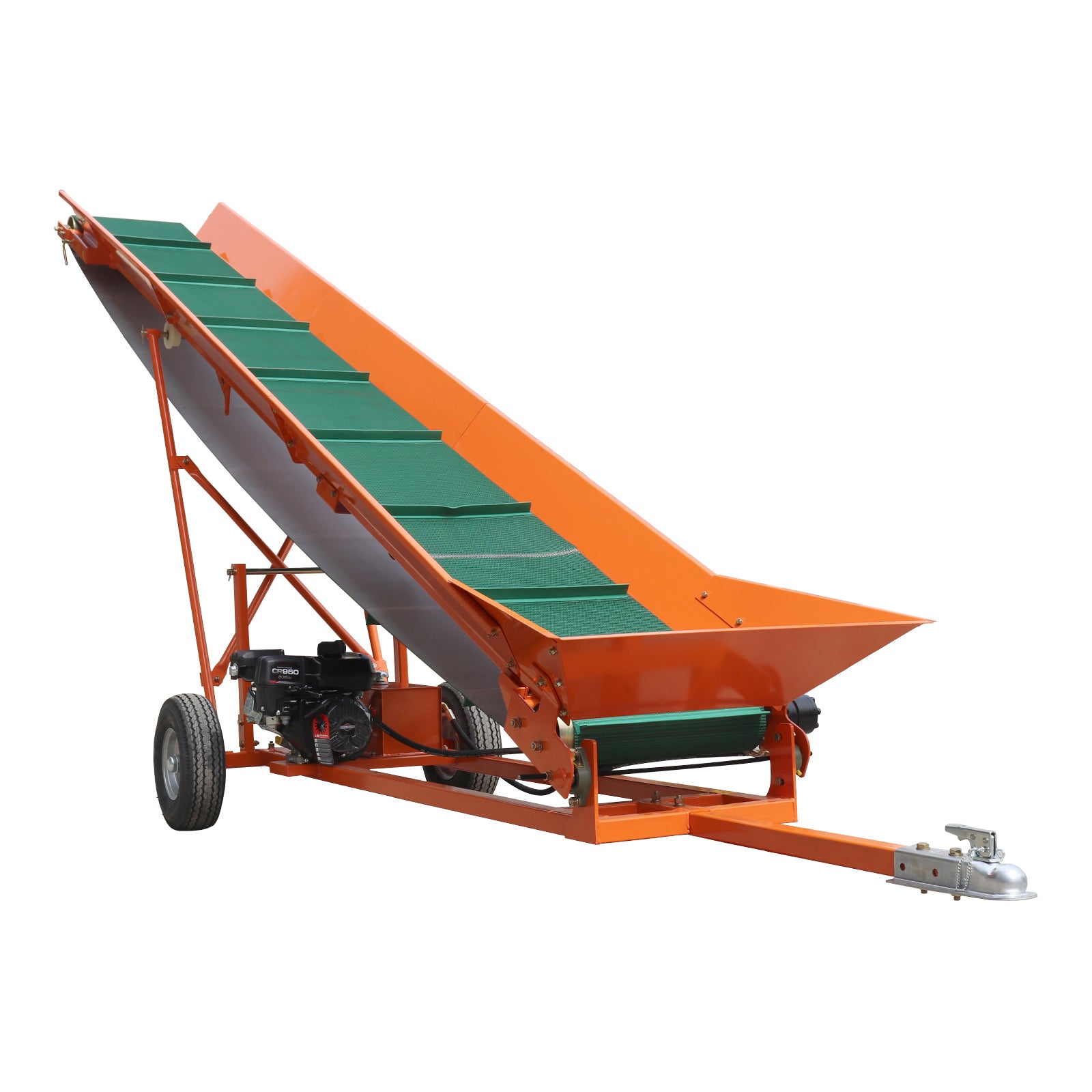 Firewood Conveyor 6.5HP 208cc Gasoline Powered 19.7' Width PVC Belt Wood Conveyor Lifter Elevator with B&S Engine