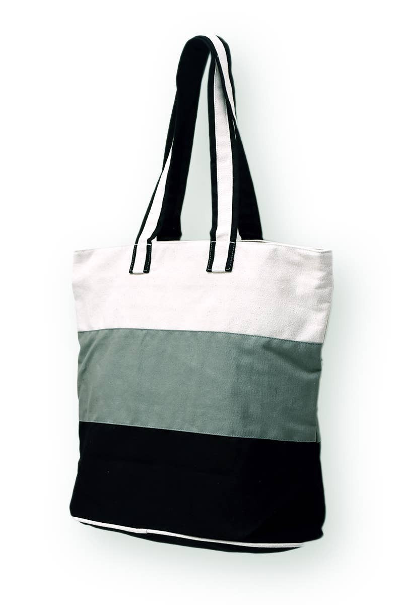 Cotton Canvas Striped Tote Bag –  15' x 7' x 18.75'