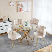 1+4,5pieces dining set, Table metal leg Mid-century Dining Table for 4-6 people With Glass Table Top, Pedestal Dining Table, End Table Leisure Coffee Table