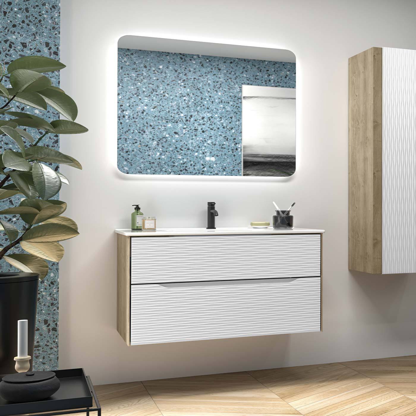 DAX Sahara Vanity Cabinet 40 Oak / Matt White w/ Onix Basin