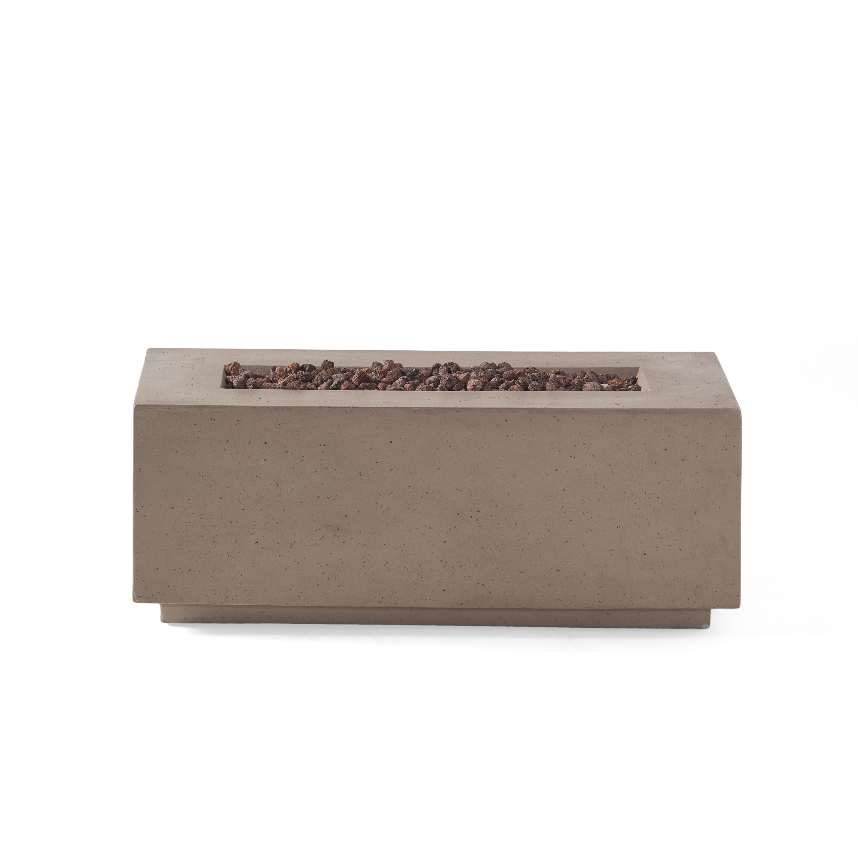 Modern 40' Outdoor 40,000 BTU Rectangular MgO Concrete Propane Fire Pit, Dark Grey
