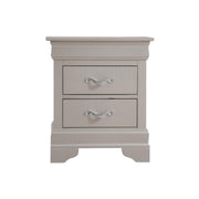 Elegant Silver Nightstand with Two Drawers in Champagne Finish, Particle Board, 24' Height