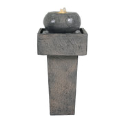25.59'H Minimalist Concrete Column Fountain with LED Lighting, Gray Modern Outdoor Decor for Patio, Porch, and Garden