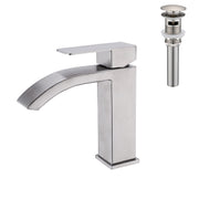 Waterfall Spout Bathroom Sink Single Handle Faucet with Pop-Up Drain (with Overflow)