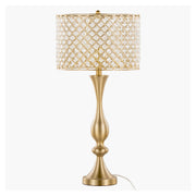 Topaz 27' Glam/Art Deco Metal Table Lamp in Gold Metal with Clear K9 Crystal and Metal Shade from Grandview Gallery by LumiSource