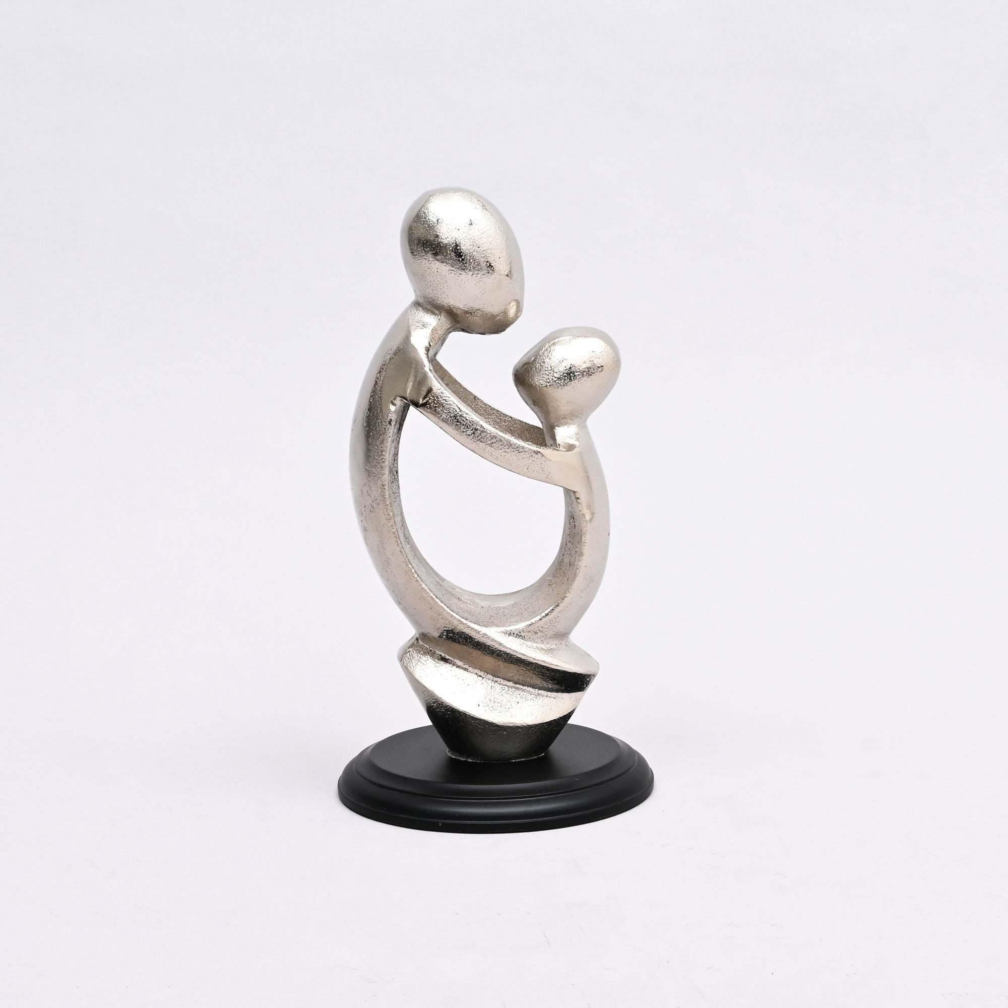 Embrace of Love Aluminum Figurine with Nickel Finish & Black Base-5.75x5.75x11'