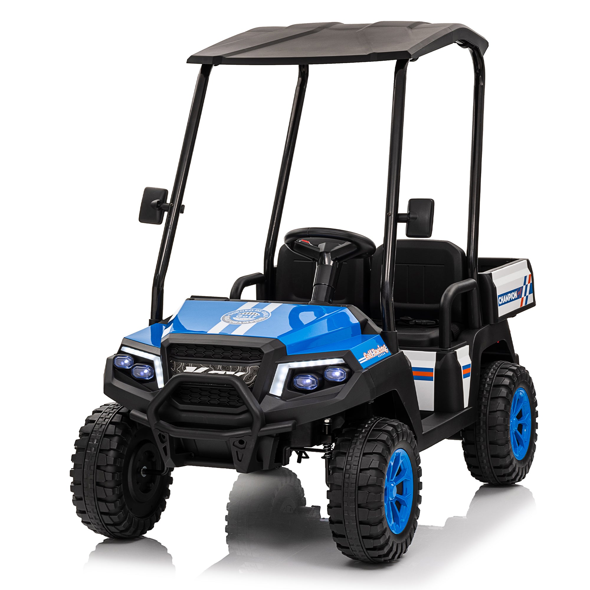 24V XL Kids Electric Ride on Truck w/RC - Spacious 20in Wide Seat, Removable Sunshade, Dual-Motor Drive, 4-Wheel Spring Suspension, Bluetooth Audio & Comfortable Dual Seats,Recommended age: 3-8