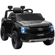 Qaba Ford Ranger Licensed 12V Kids Ride on Truck, Toddler Electric Car with Remote Control, Toy Storage, Spring Suspension, LED Headlights, Music Horn, for Ages 3-6 Years, Black