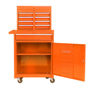 Rolling Tool Chest, 5-Drawer Tool Box Organizer w/Lockable Wheels & Sliding Drawers & Detachable Top & Adjustable Shelf, Tool Storage Cabinet for Garage Workshop(Orange)
