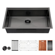 Gunmetal Black Workstation Kitchen Sink 33'x19'x10' Single Bowl Undermount 16 Gauge Stainless Steel