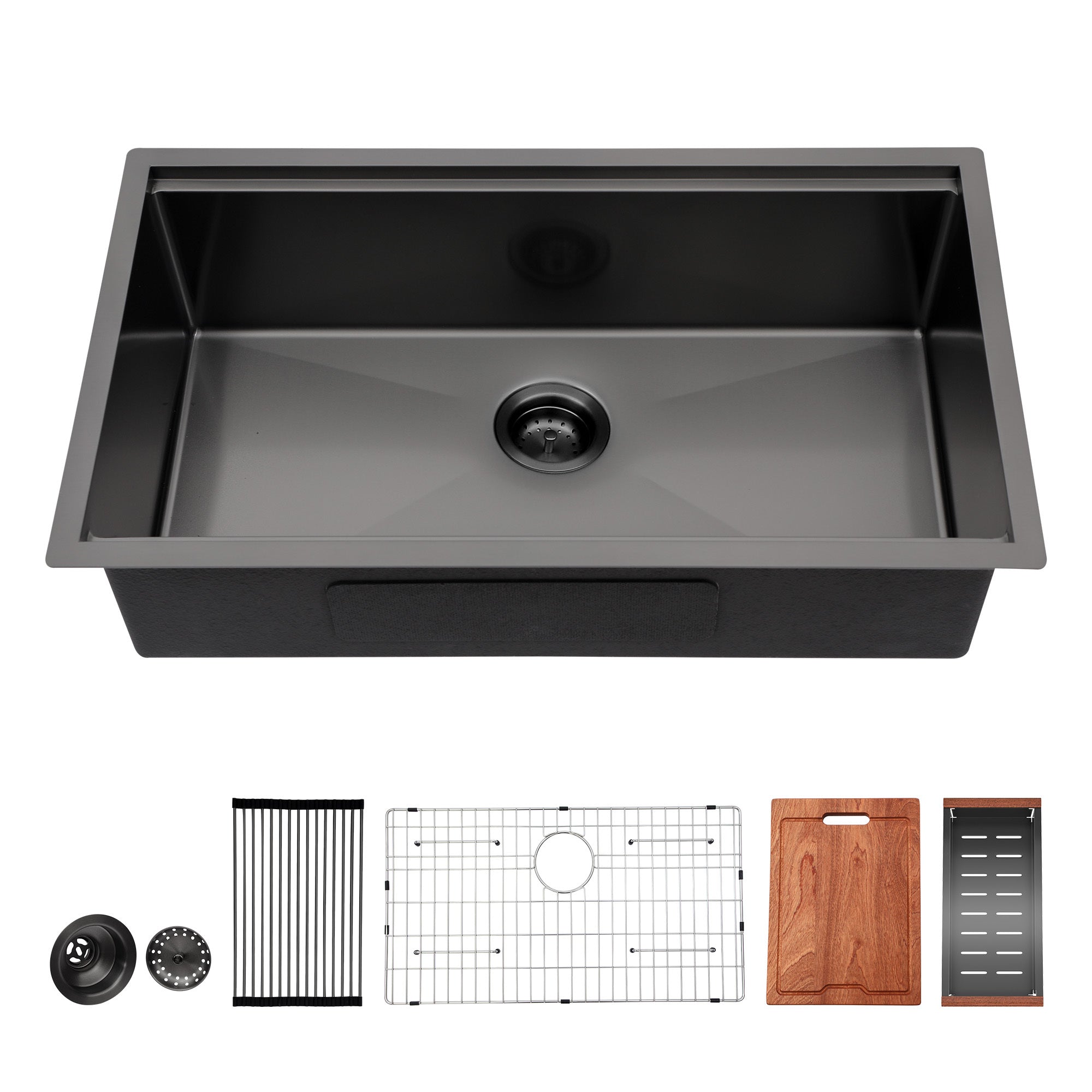 Gunmetal Black Workstation Kitchen Sink 33'x19'x10' Single Bowl Undermount 16 Gauge Stainless Steel