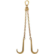 5/16''x2' G70 J Hook Tow Chain V Bridle with Large Shank J Hooks and Grab Hooks,Flatbed Truck Trailer Safety Tow Chain 4700 lbs Working Load Limit