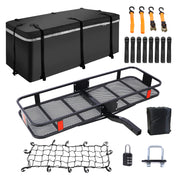 Hitch Mount Cargo Carrier Basket 60' X 21' X 6'+Waterproof Cargo Bag 13 Cubic Feet(56' 20' 20'),Hauling Weight Capacity of 500 Lbs and A Folding Arm.with Hitch Stabilizer,Net and Straps
