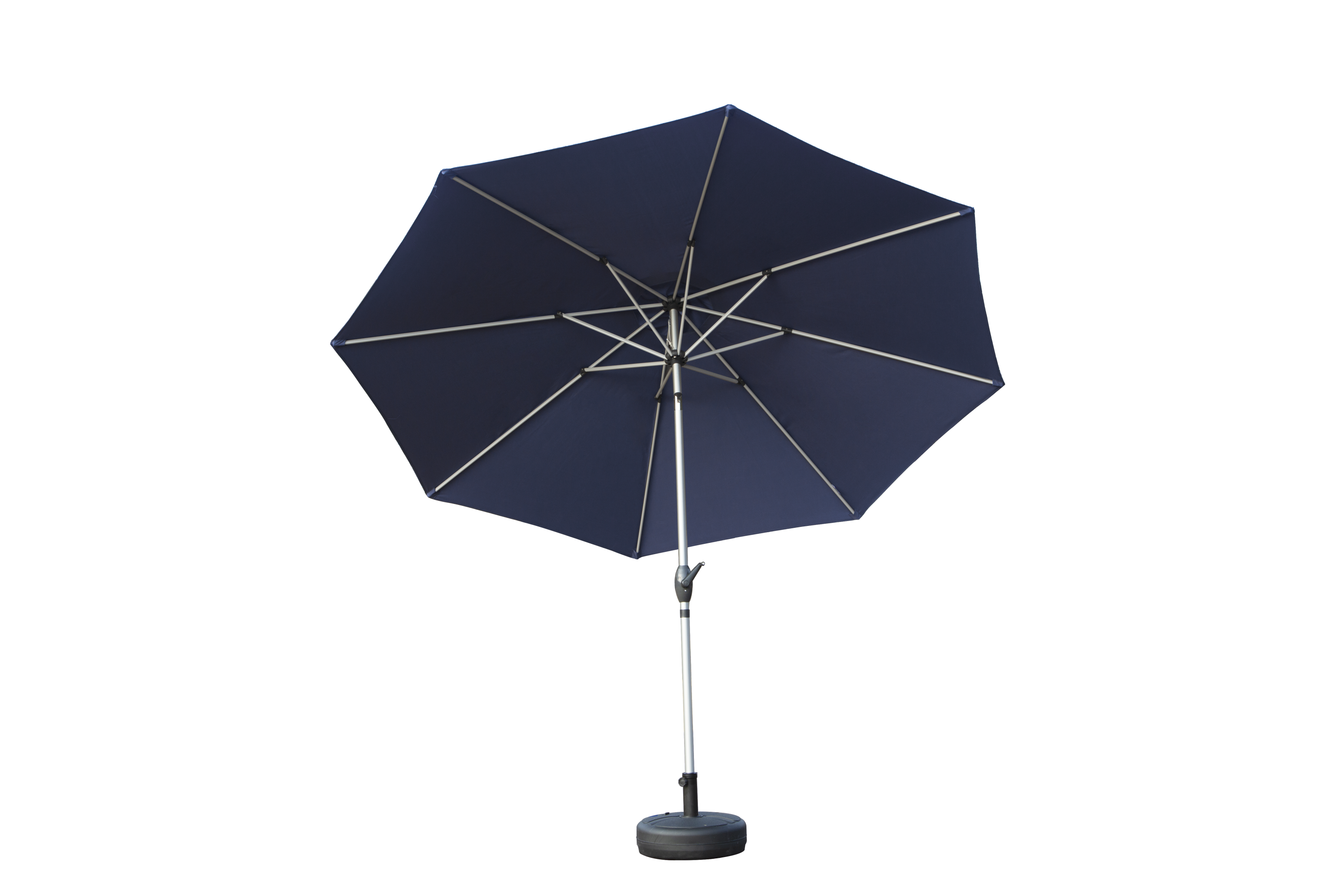 10FT Patio Umbrella, Outdoor Table Umbrella with Push Button Tilt and Crank, UV Protection Waterproof Market Sun Umbrella with 8 Sturdy Ribs for Garden, Backyard, Pool (Navy Blue) - Base Not Include