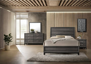Full 4 Pc Contemporary Bedroom Set Made with Wood in Gray