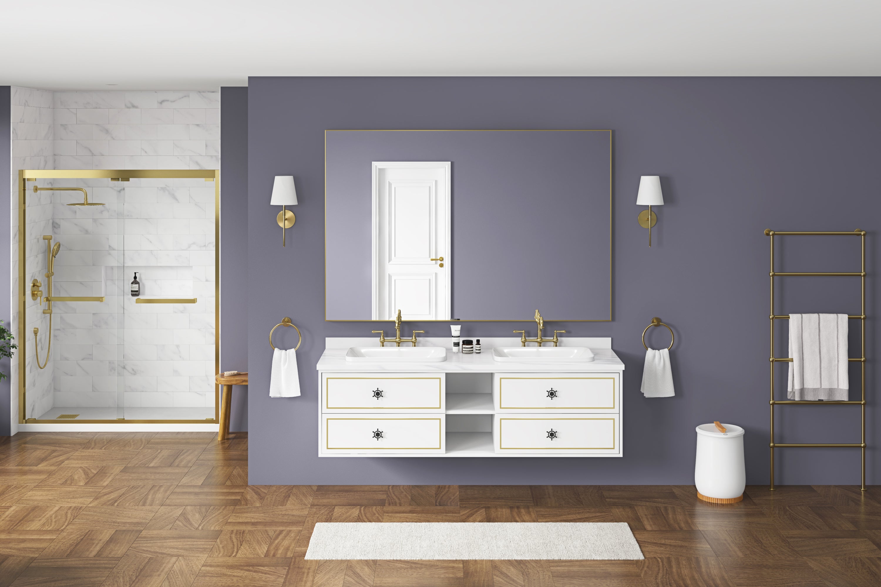 72in. W x 48in. H Metal Framed Bathroom Mirror for Wall, Rectangle Mirror, Bathroom Vanity Mirror Farmhouse, Anti-Rust, Hangs Horizontally