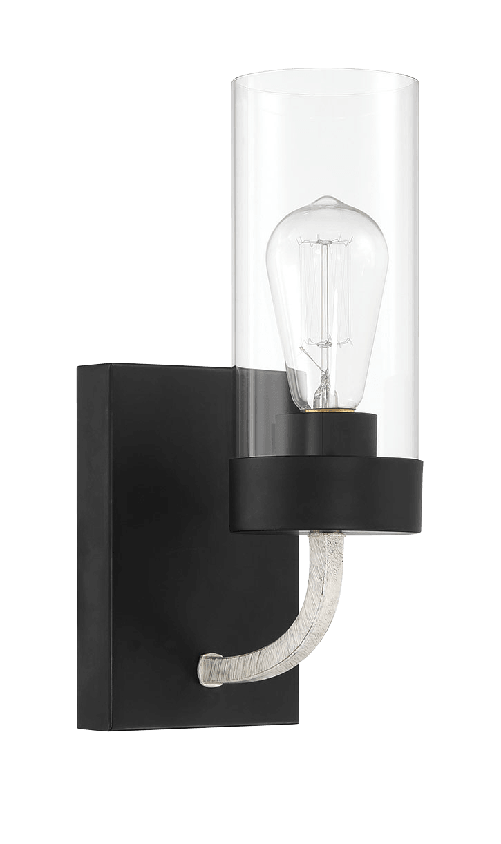 Zephyr Single Light Sconce With Clear Glass Metal Black Finish