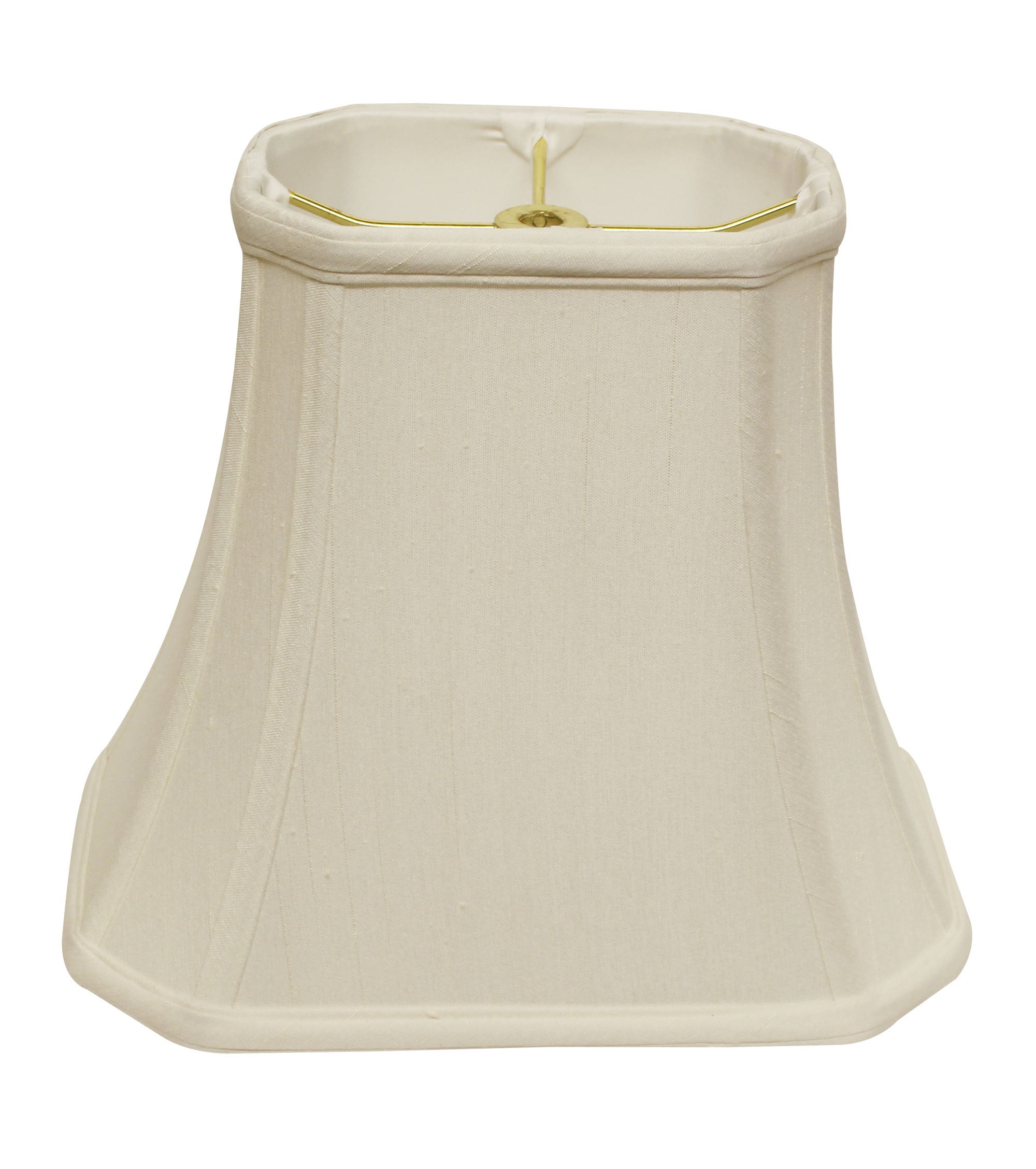 Cut Corner Rectangle Bell Softback Lampshade with Washer Fitter, White Natural Fabric Lampshade for Table Lamps, 9' Top x 16' Bottom x 12' Height
