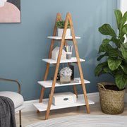 Solid bamboo wood oxford 'A' frame ladder display bookshelf