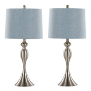 Ashland 27' Contemporary Metal Table Lamp in Brushed Nickel with Light Blue Linen Shade from Grandview Gallery by LumiSource - Set of 2