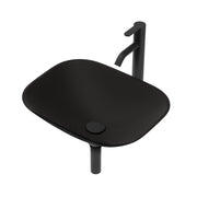 Artistic Tempered Glass Vessel Sink with Matte Black Faucet and Pop-up Drain, Black
