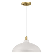 Astral Single Light Pendant Lamp with Gold Brass Finish for Entrance or Kitchen Island, White, Brass, 14.1'D x 8'H