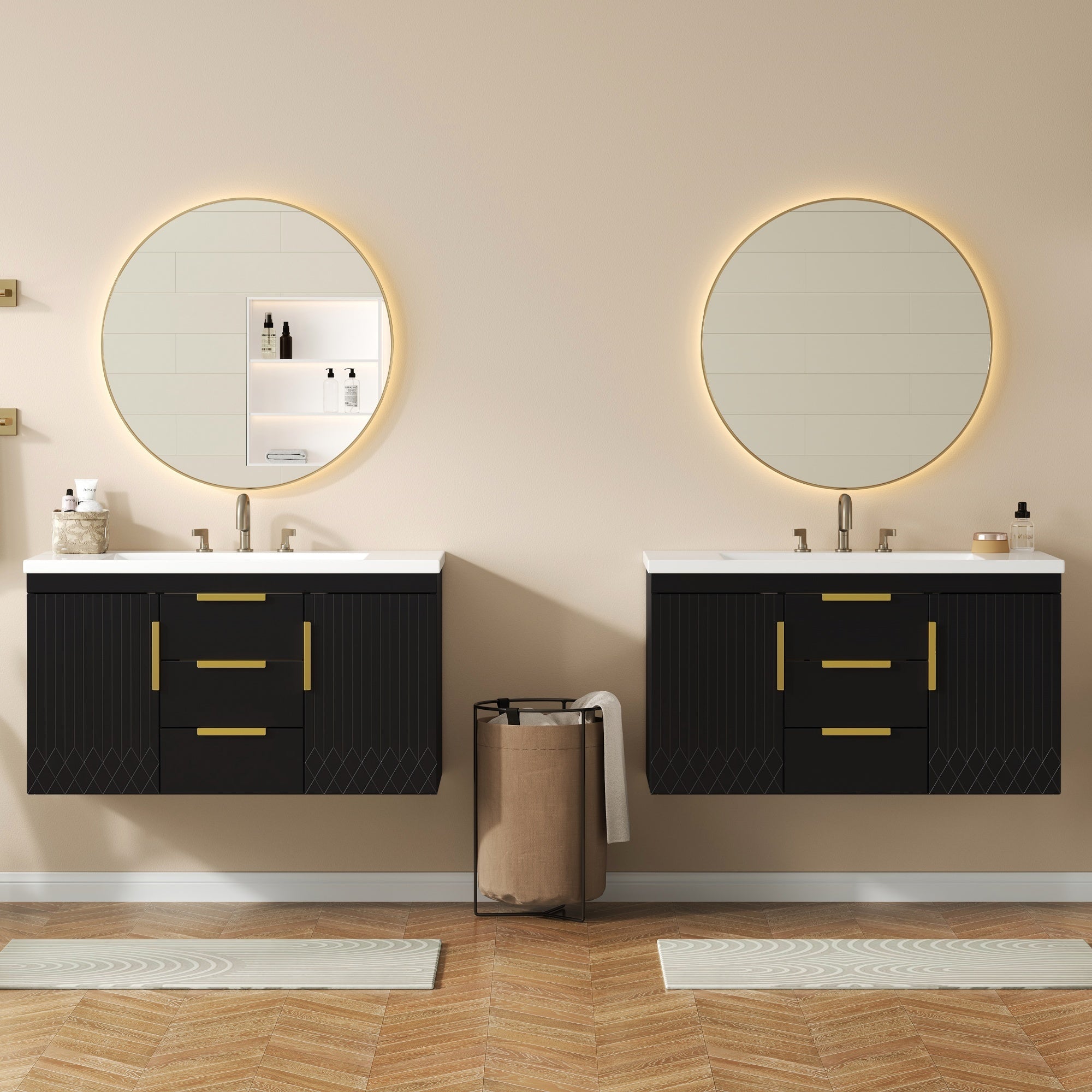 72'' Wall Mounted Bathroom Vanity, Floating Bathroom Storage Cabinet with Drawers, Solid Wood Bathroom Cabinet (Same as N710S236003K)