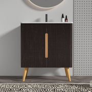 U136-ETNA30F-308 Etna 30' Brushed Black Oakt Bathroom Vanity with Sink, Freestanding & Wall Mounted Bathroom Cabinet Options for Modern Bathrooms, KD