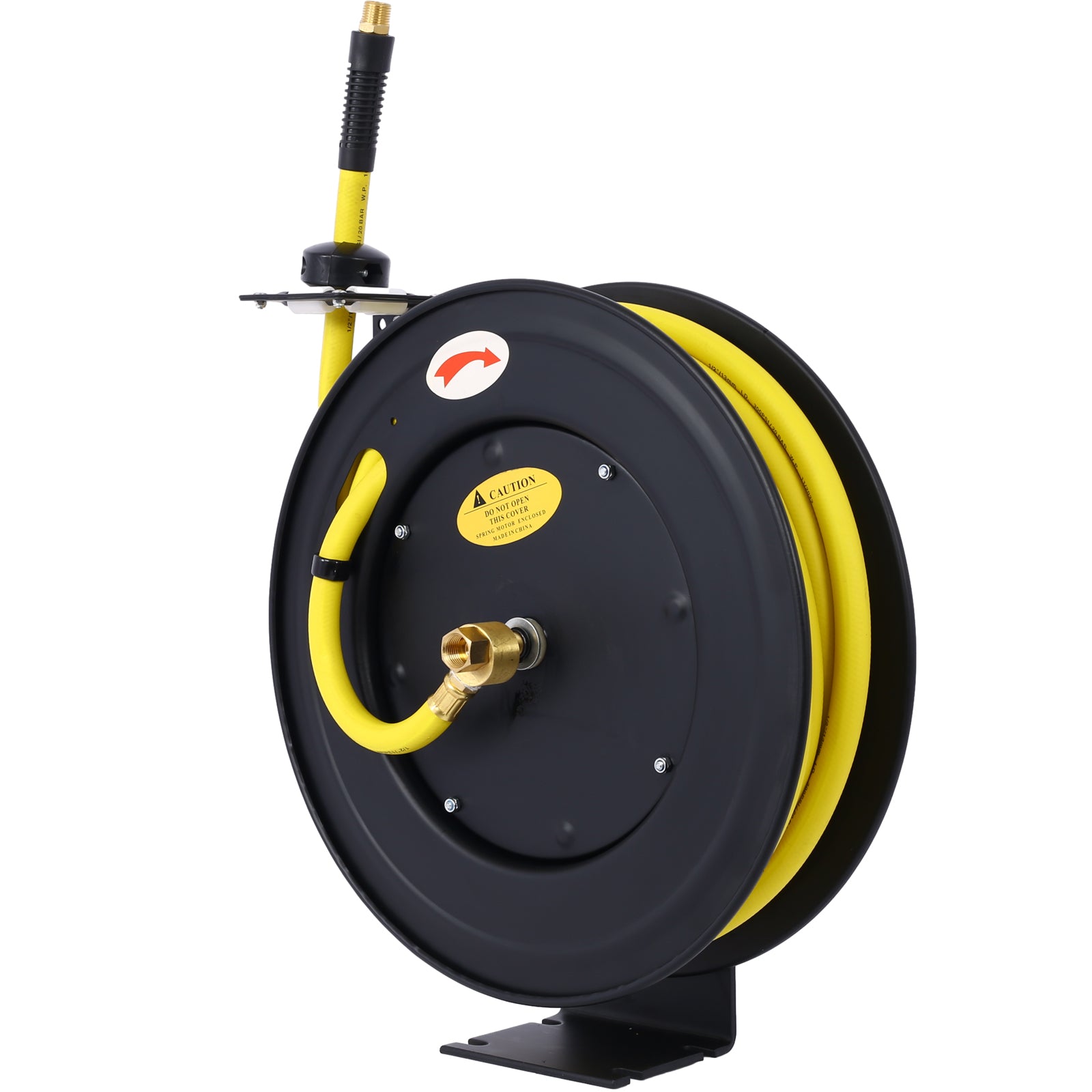 Retractable Air Hose Reel, 1/2' Inch x 50' Ft Auto Rewind Hose-Reel, Heavy Duty Steel Air Hose Reel, Industrial Grade Rubber Hose