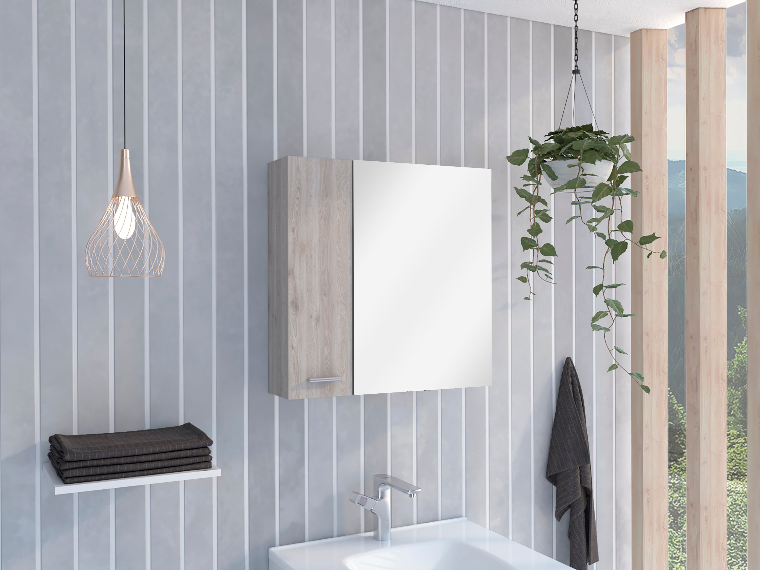 Kenya Medicine Cabinet, Mirror, Double Door, Four Interior Shelves