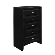LUCILLE Black Chest with Spacious Drawers Rubber Wood 31.57x16.81x48.43 inches