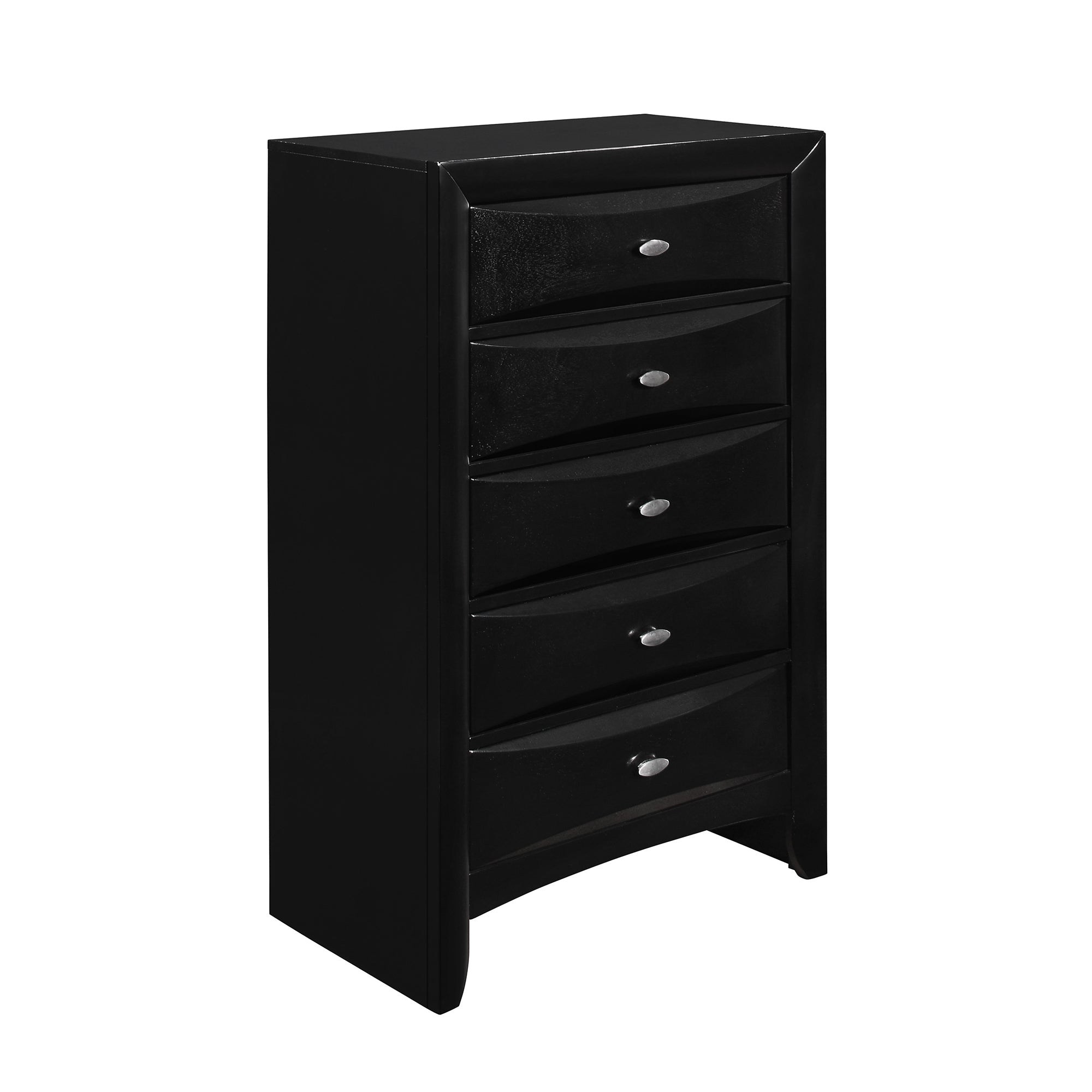 LUCILLE Black Chest with Spacious Drawers Rubber Wood 31.57x16.81x48.43 inches