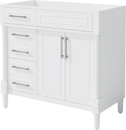36'' Bathroom Vanity without Sink, Freestanding Bathroom Storage Cabinet with 2 Drawers and a Tip-out Drawer, Solid Wood Frame Vanity Only, Height Adjustable Shelf  ( NOT INCLUDE SINK)