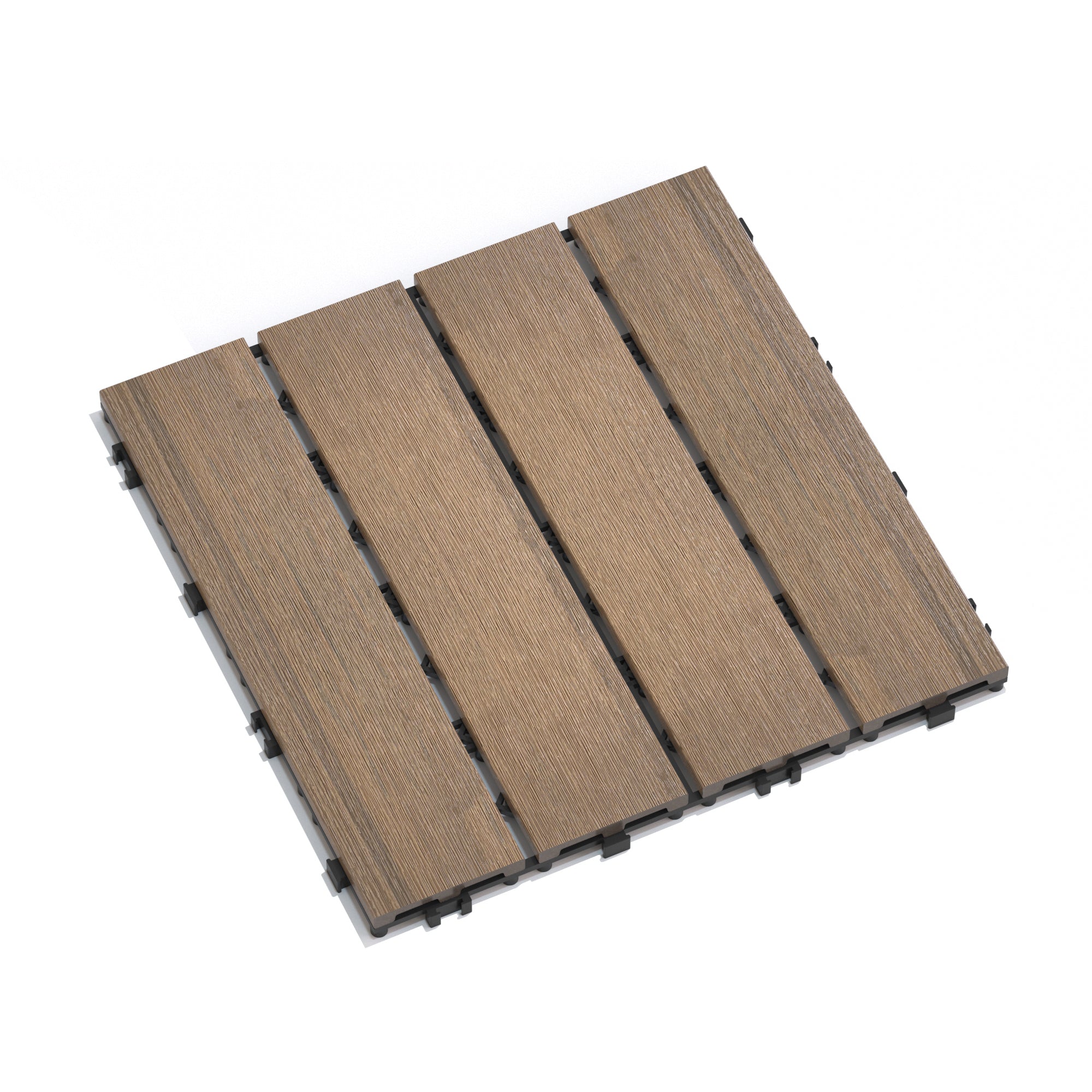 Patio Floor Tiles Pack of 11  WPC Wood-Plastic Composite Patio Deck Tiles DIY Interlocking Decking Tiles, Quick Deck Floor Tile, Court Tile, Water Resistant Indoor Outdoor -11.8' Oak