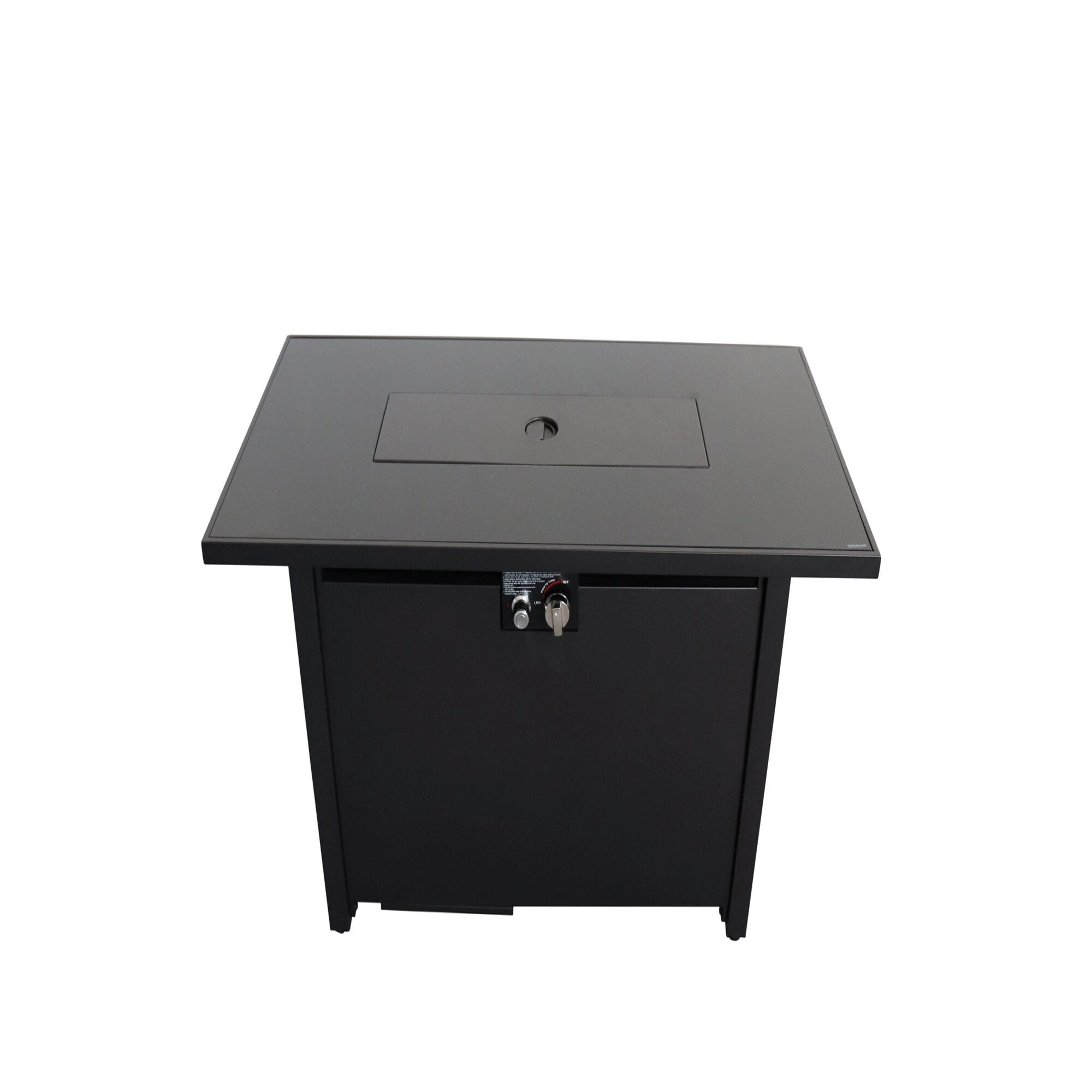 Modern Steel Outdoor Fire Pit Table with Lid in Black, 25' H x 42' W