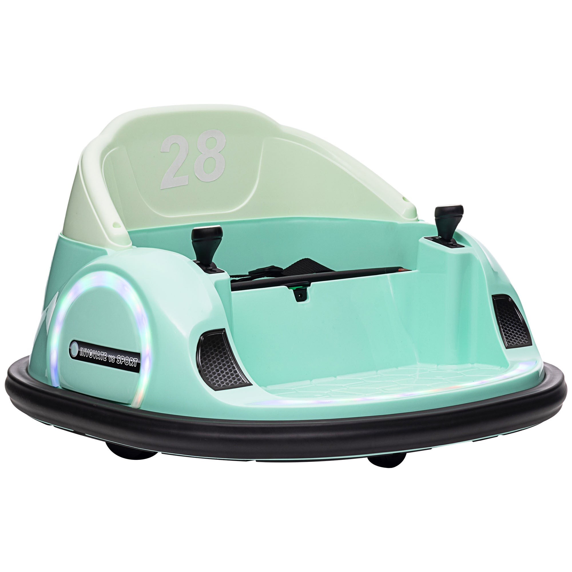 Qaba 12V Toddler Bumper Car Ride on Toy for Kids 1.5-5 Years Old, Baby Bumper Car with Remote Control, LED Lights, 360 Degree, Music, Green