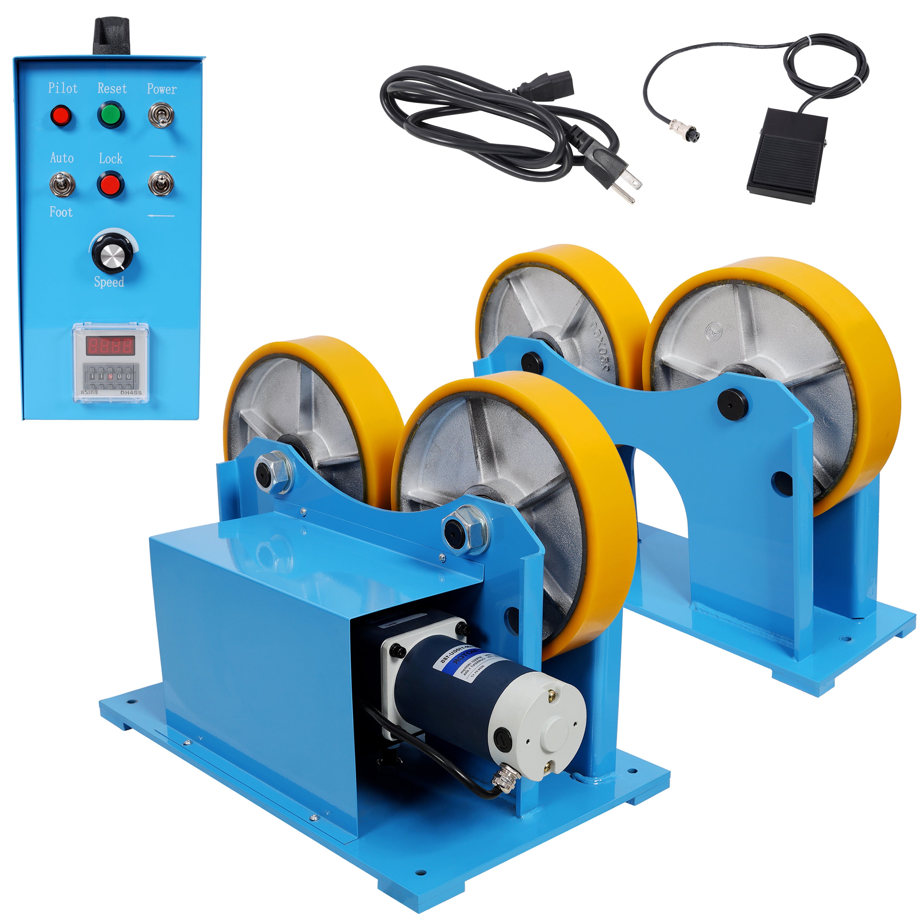 Blue Steel 110V Turning Rolls Linkage Roller with Control Box and Foot Switch, 1000KG Loading Capacity