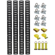 Universal 18PCS E Track Tie-Down Rail Kit for Trucks, Vans, and Garages with Steel O-Ring Anchors and Ratchet Straps