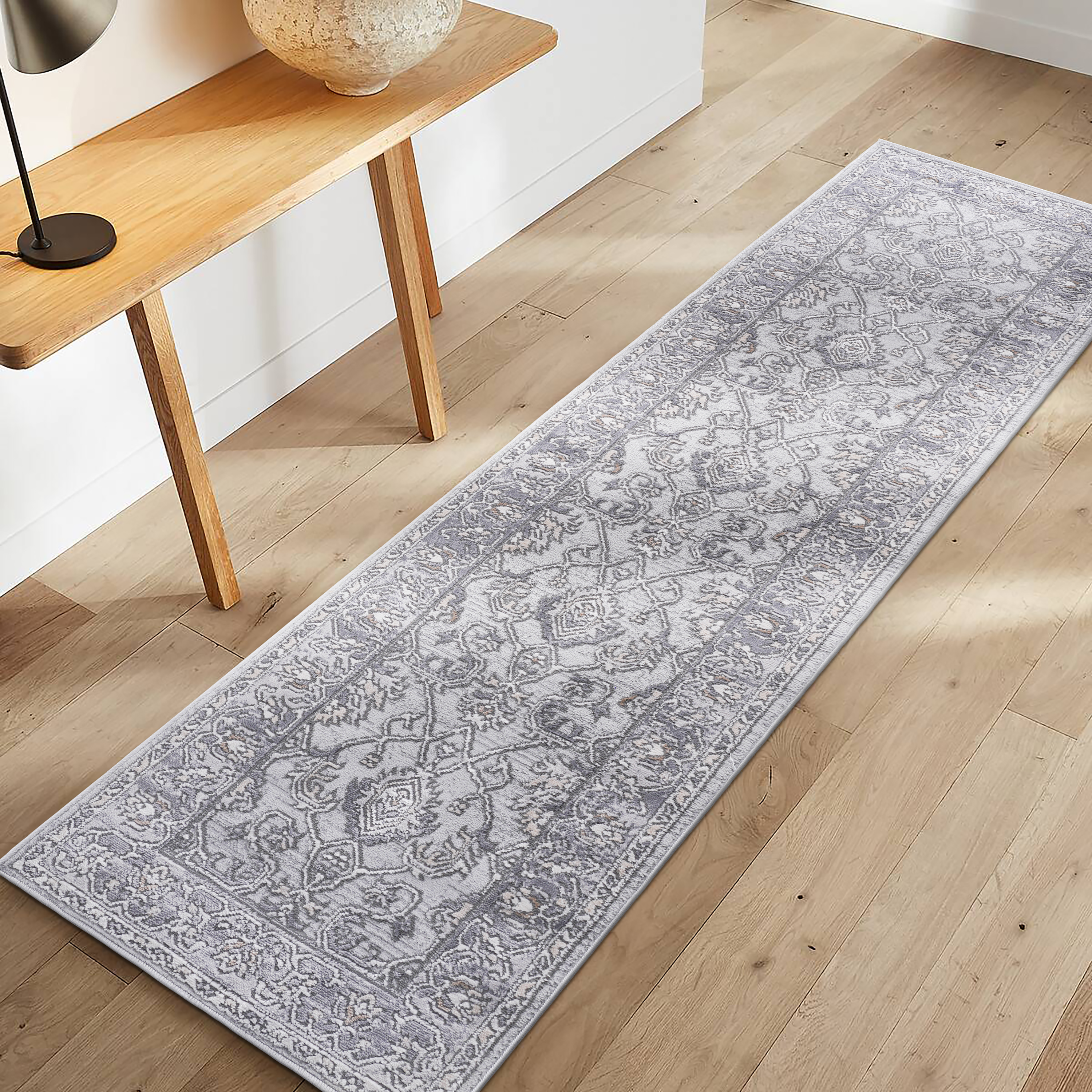 LOOM & LUXE Collection 2X8 Ivory/Grey/Oriental Non-Shedding Living Room Bedroom Dining Home Office Stylish and Stain Resistant Area Rug