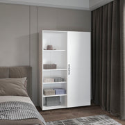 Eco High Two Door Freestanding Armoire With Hanging Rod And Interior Shelves, Compact Bedroom Wardrobe, White