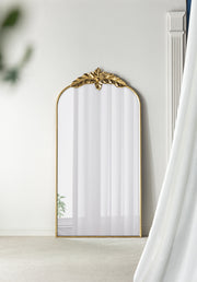 66' x 36' Full Length Mirror, Arched Mirror Hanging or Leaning Against Wall, Large Gold Mirror for Living Room