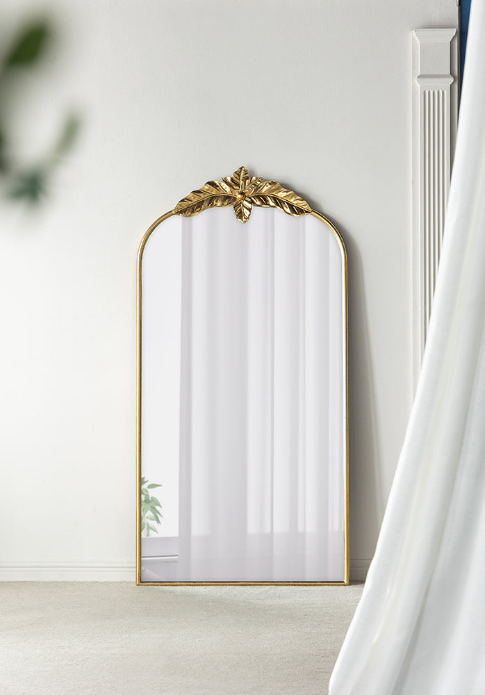 66' x 36' Full Length Mirror, Arched Mirror Hanging or Leaning Against Wall, Large Gold Mirror for Living Room