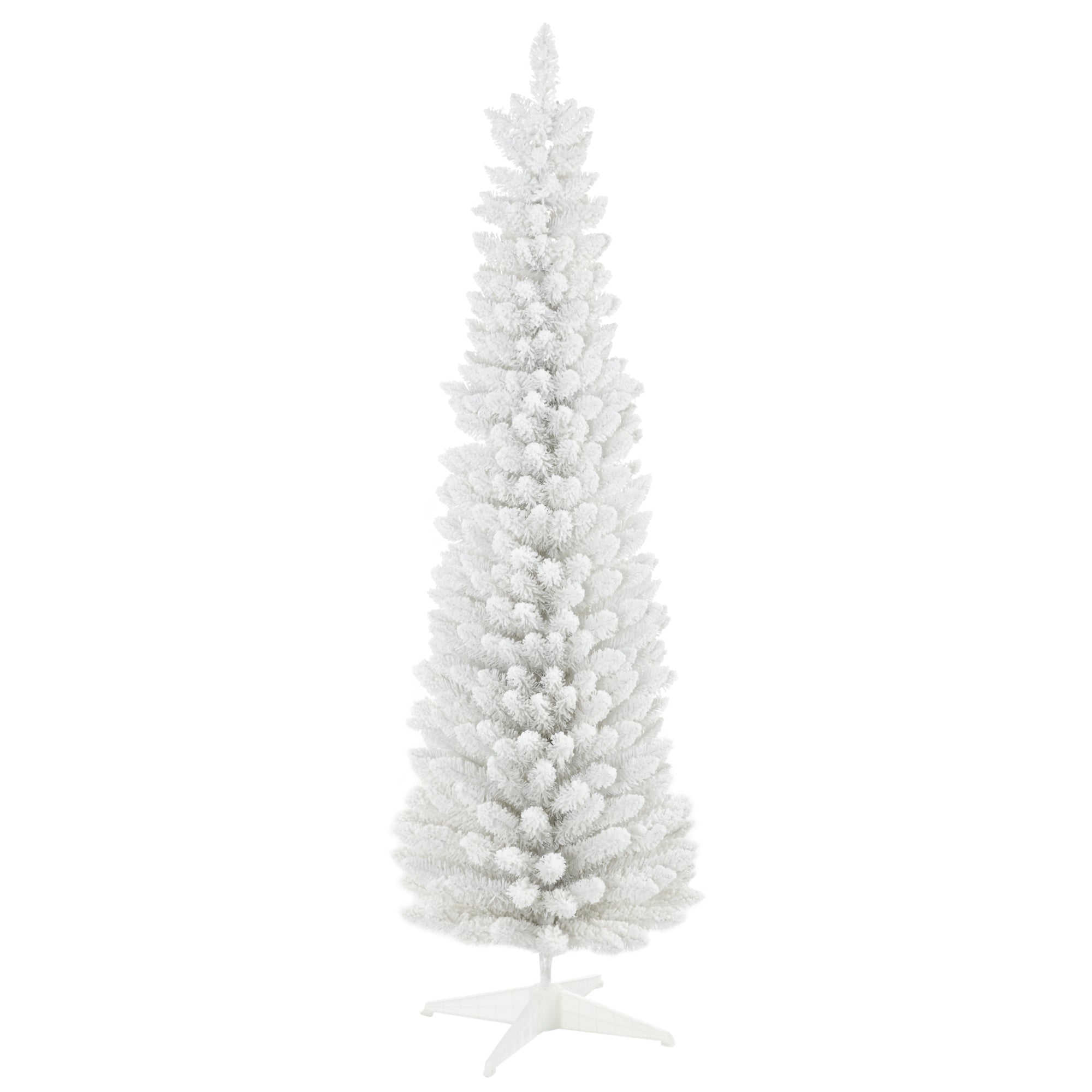 HOMCOM 6' Snow Flocked Artificial Pencil Christmas Tree, Slim Xmas Tree with Realistic Branches and Plastic Base Stand for Indoor Decoration, White