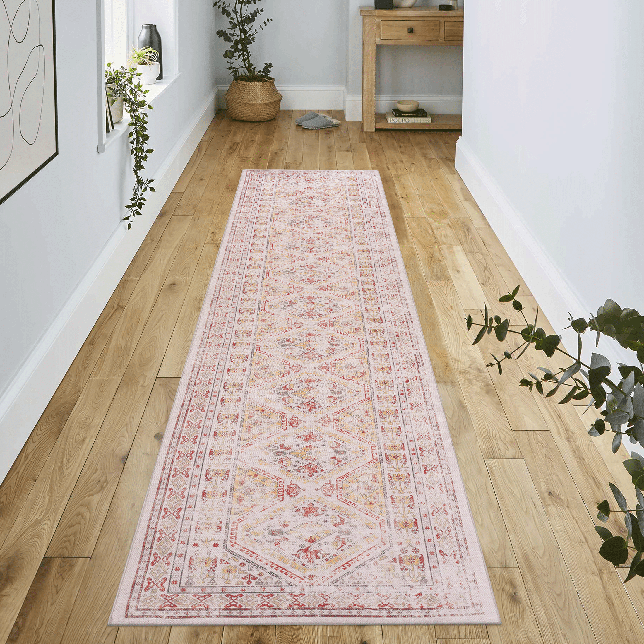 MAVAL Beige Washable Rug 2'6'' x 10' Runner Rug (Beige, 2'6'' x 10')