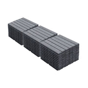 Acacia Hardwood Interlocking Deck Tiles, Striped Pattern, Light Gray, 12' x 12' Square Outdoor Flooring