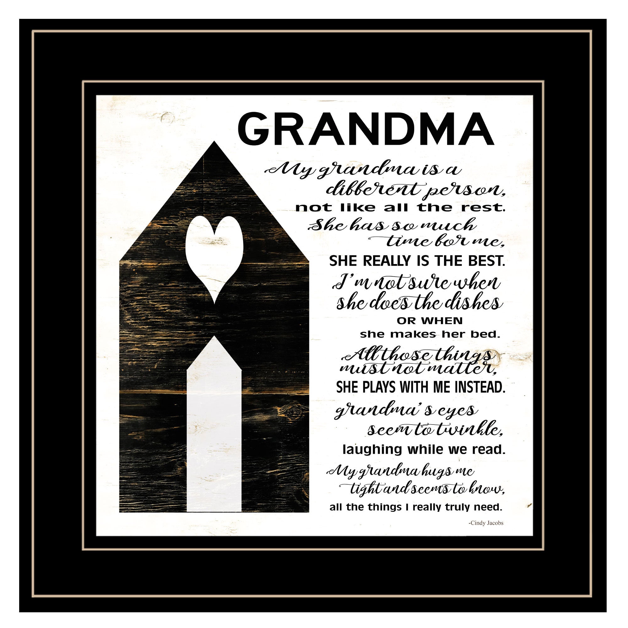 'My Grandma is the Best' by Cindy Jacobs, Ready to Hang Framed Print, Black Frame