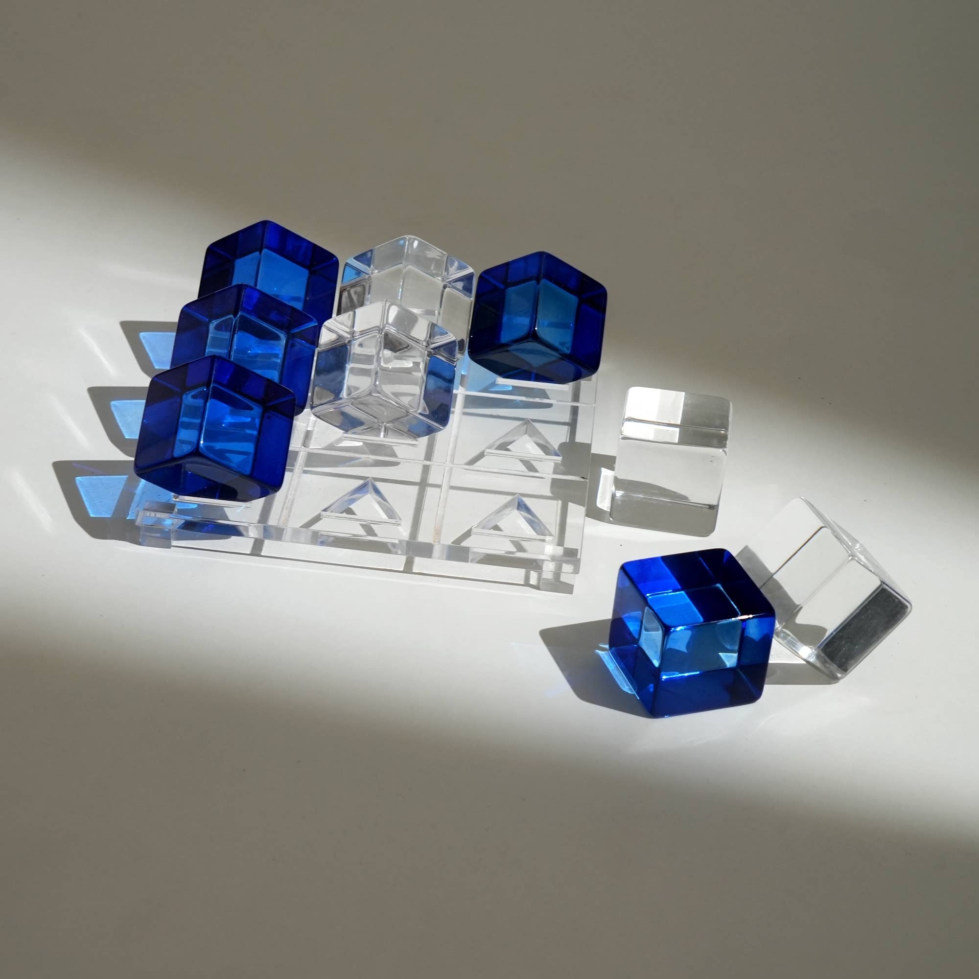 Acrylic Blue & White Tik Tack Toe Game Set