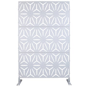 Outdoor & Indoor Metal Privacy Screen 76' H×48' W in White, Freestanding Decorative Panels for Deck, Balcony, Patio, Lawn, and Garden