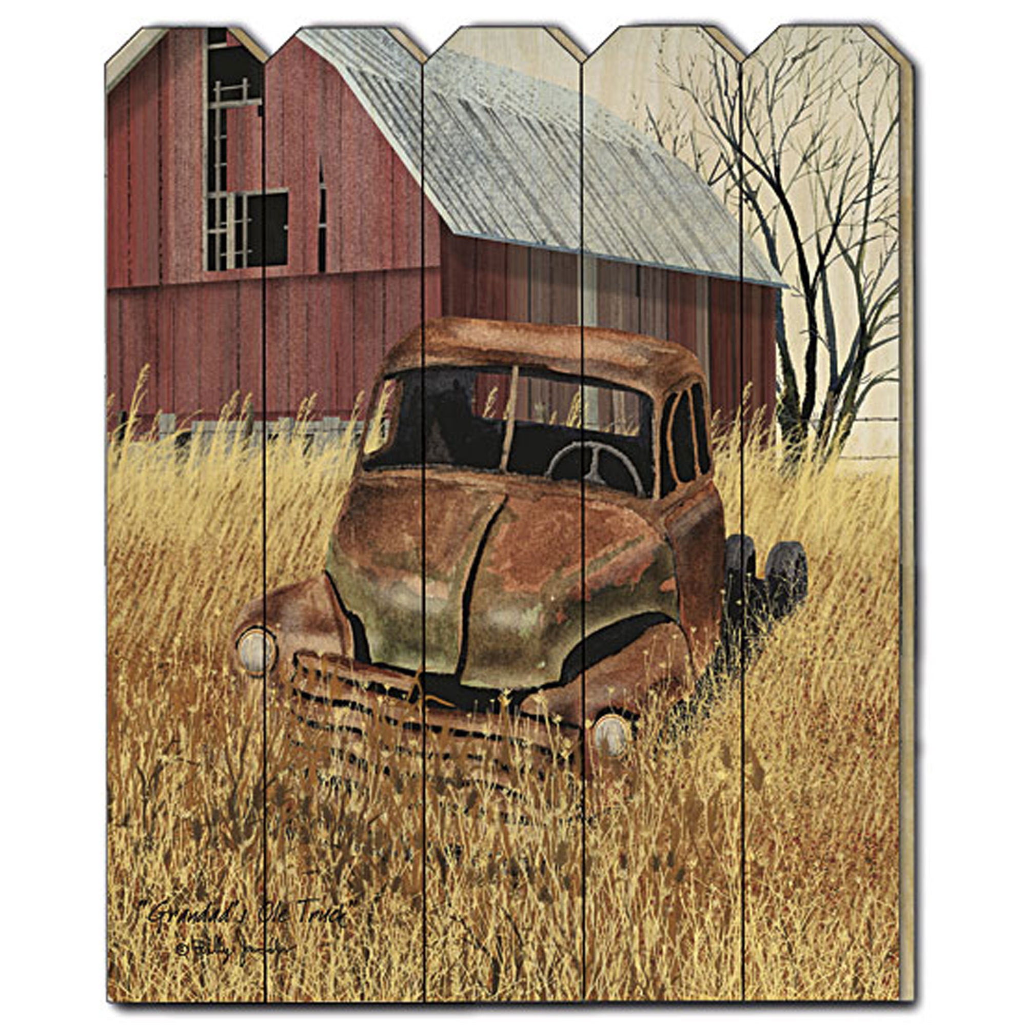 'Granddads Old Truck' by Billy Jacobs, Printed Wall Art on a Wood Picket Fence