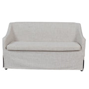 Transitional Casual Slip Covered Settee with Casters in Beige Upholstered Fabric